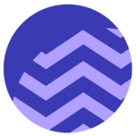 blue circle with purple chevron print
