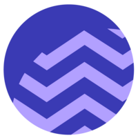 blue circle with purple chevron print